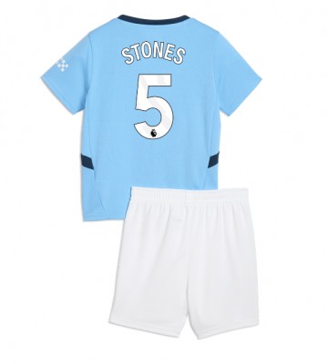 Manchester City John Stones #5 Primera Equipación Niños 2024-25 Manga Corta (+ Pantalones cortos)